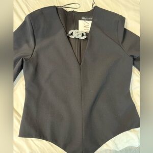Zara Black Bodysuit with Silver Detail